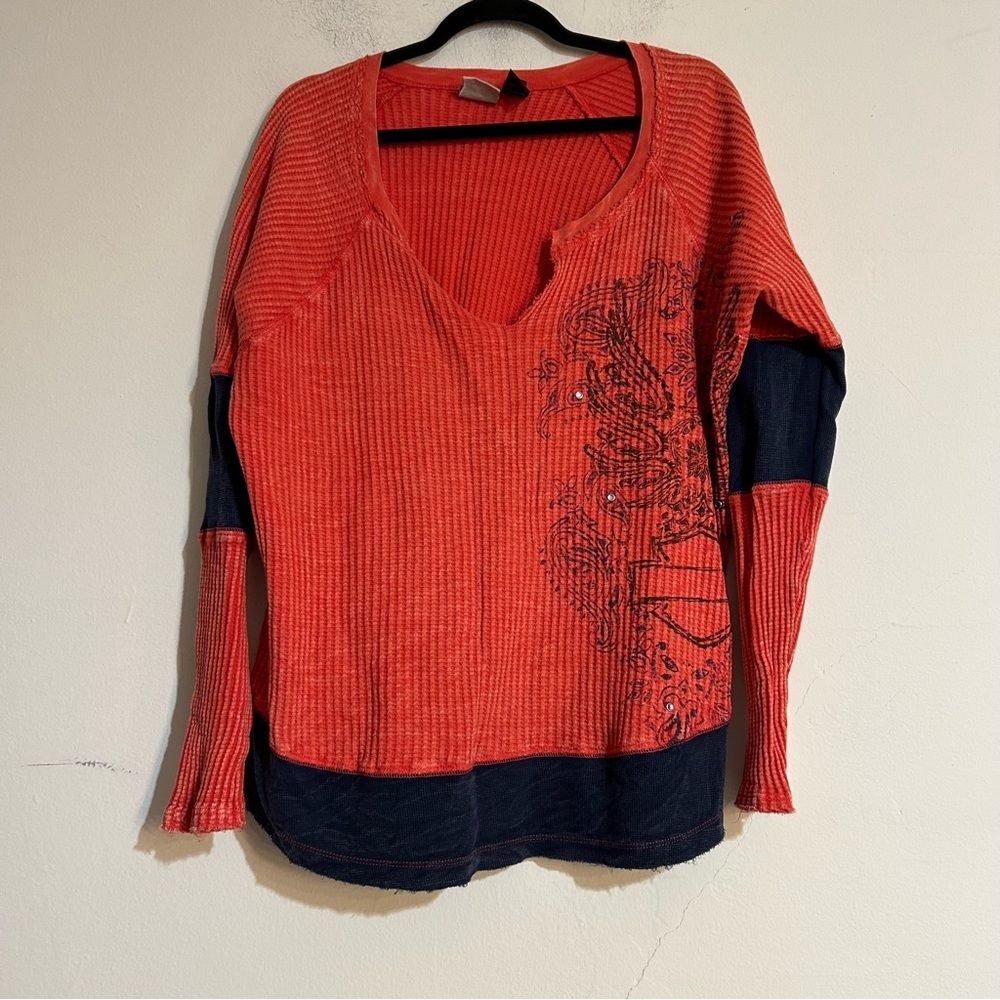 Harley Davidson Waffle Knit Thermal Long Sleeve Tee Size XL Embroidered